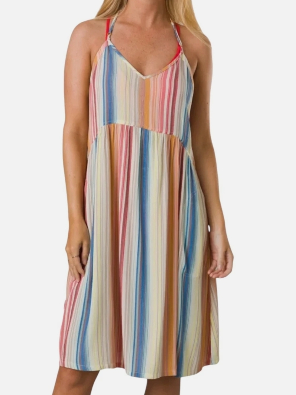 Prana 100% Tencel Modal Fernie Dress Cover-Up Rainbow Stripe
